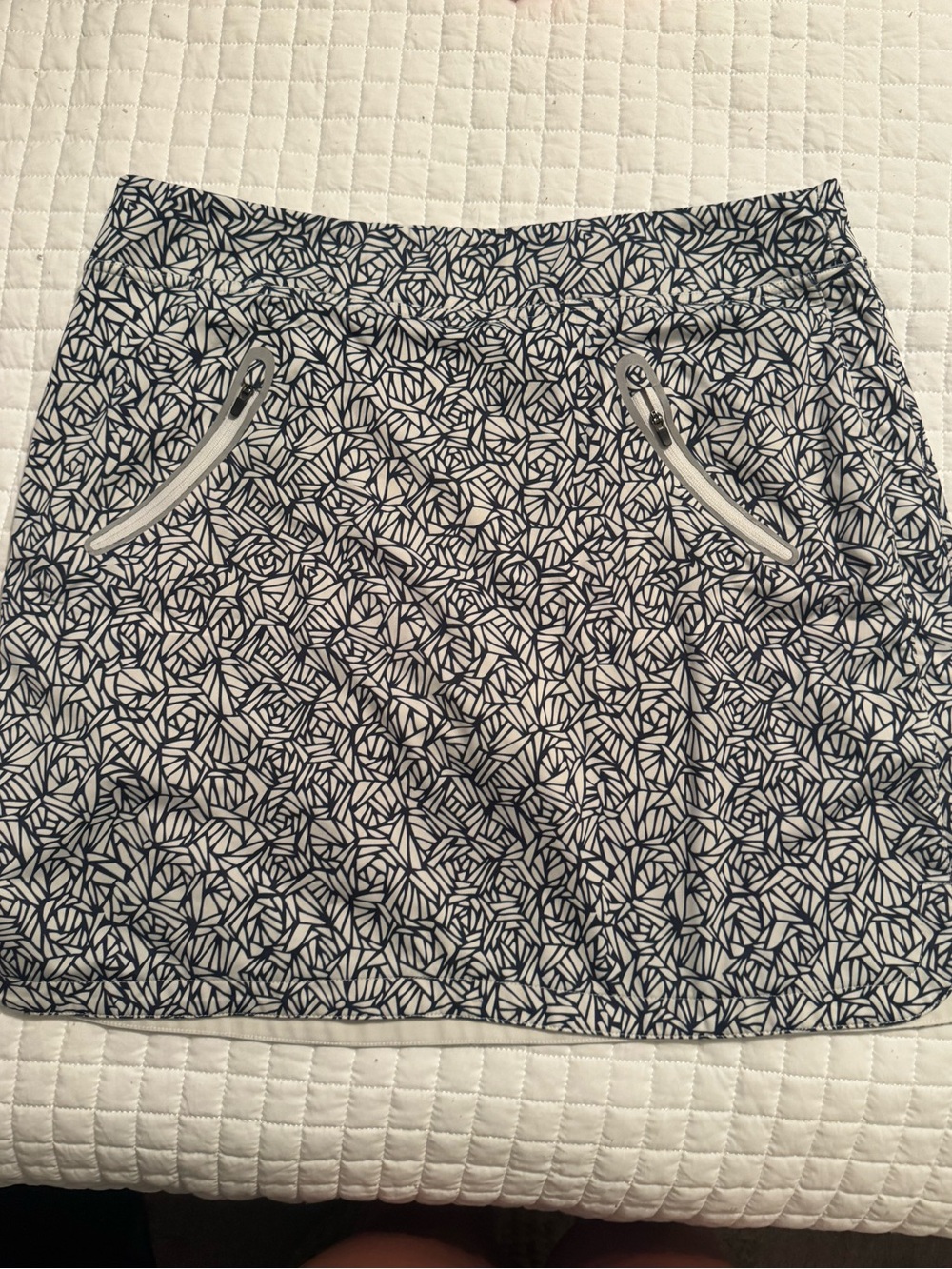 SUNICE Navy and White Geometric Mini Skirt